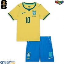 Otroški Nogometni dresi Brazilija Vinicius Junior #10 Domači SP 2026 Kratek Rokav (+ Kratke hlače)